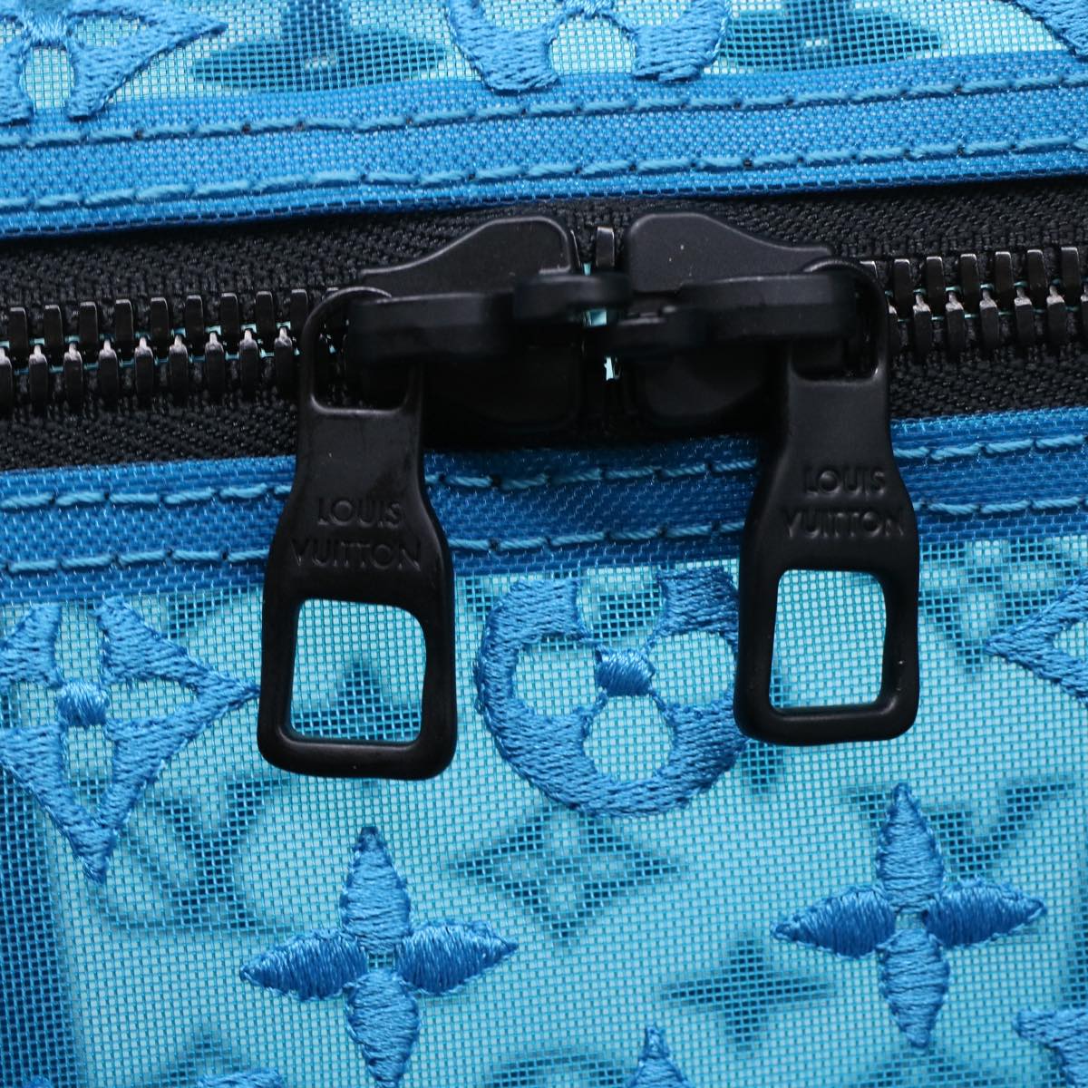LOUIS VUITTON Monogram Mesh Keepall Triangle 50 Bag Blue M45048 LV 46405A