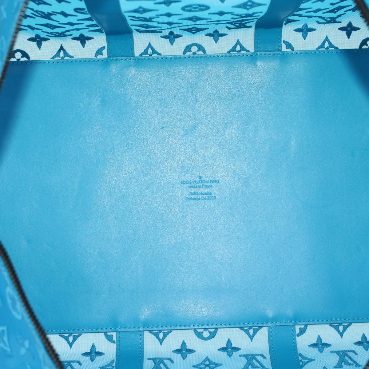 LOUIS VUITTON Monogram Mesh Keepall Triangle 50 Bag Blue M45048 LV 46405A