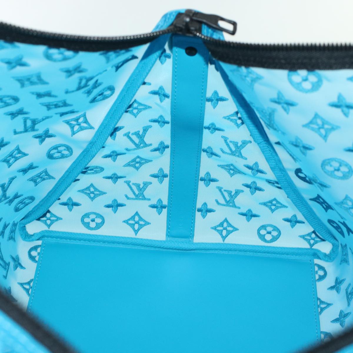 LOUIS VUITTON Monogram Mesh Keepall Triangle 50 Bag Blue M45048 LV 46405A
