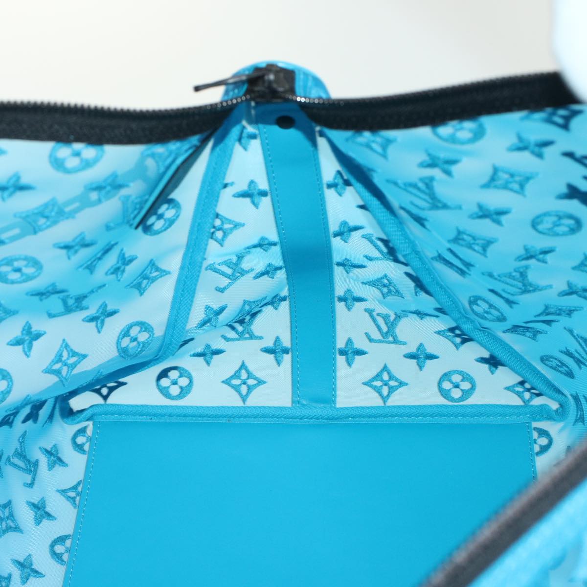 LOUIS VUITTON Monogram Mesh Keepall Triangle 50 Bag Blue M45048 LV 46405A