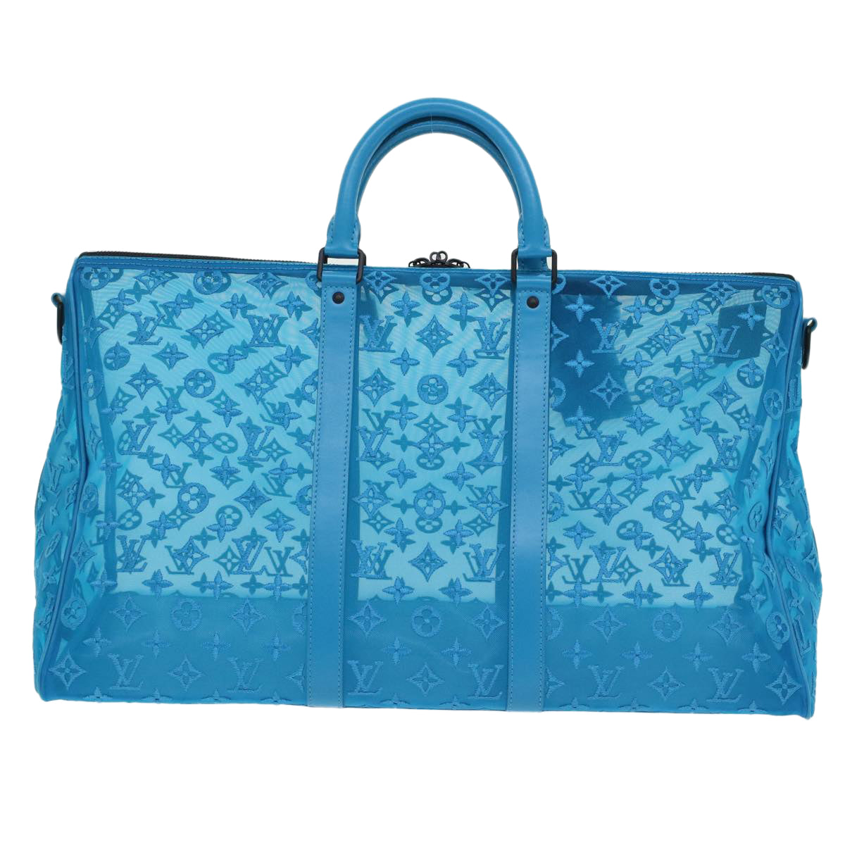 LOUIS VUITTON Monogram Mesh Keepall Triangle 50 Bag Blue M45048 LV 46405A