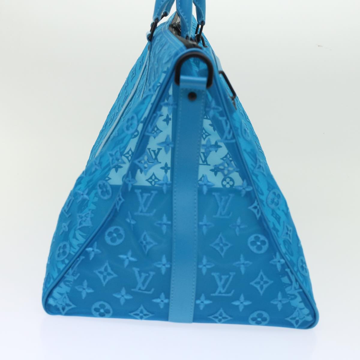 LOUIS VUITTON Monogram Mesh Keepall Triangle 50 Bag Blue M45048 LV 46405A