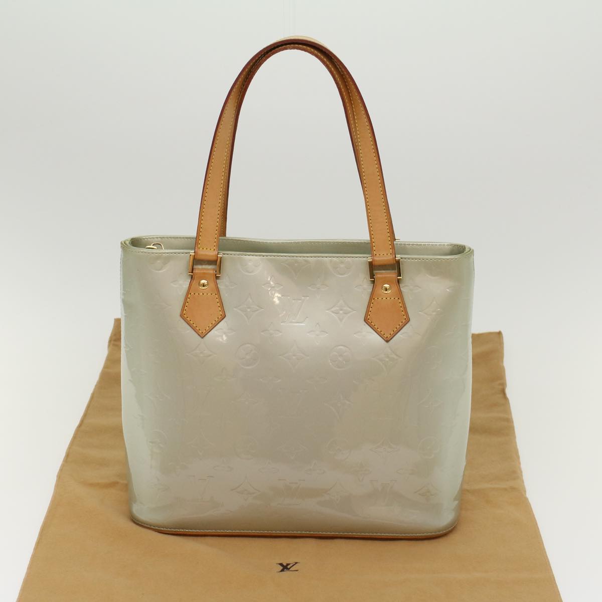 LOUIS VUITTON Monogram Vernis Houston Hand Bag Gris M91053 LV 46456