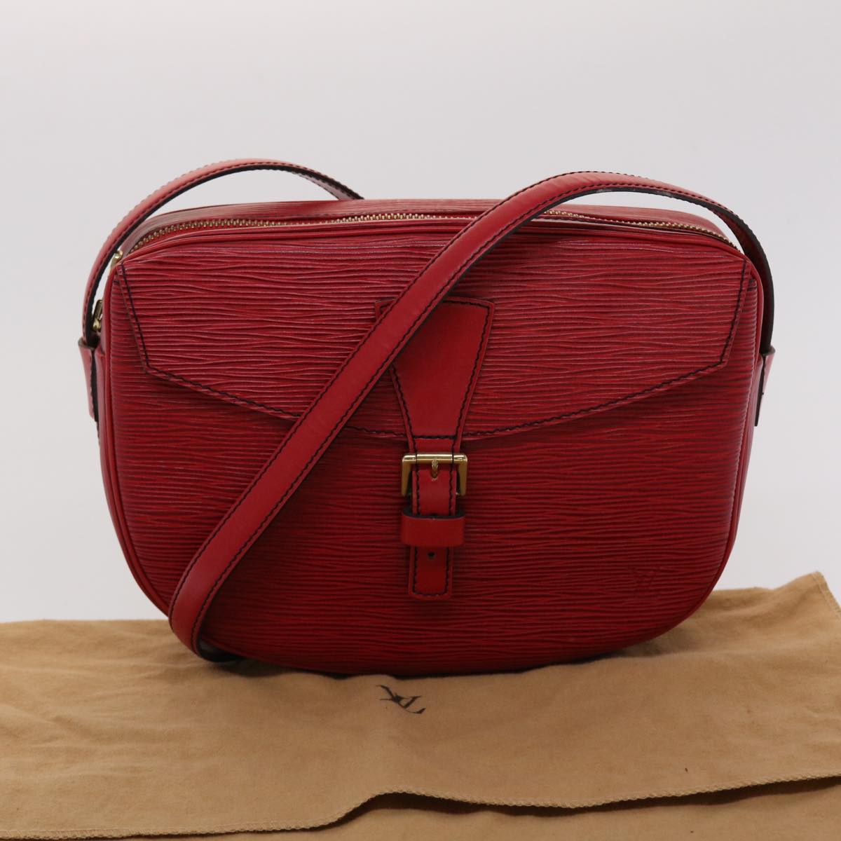 LOUIS VUITTON Epi June Feuille Shoulder Bag Red M52157 LV 46554