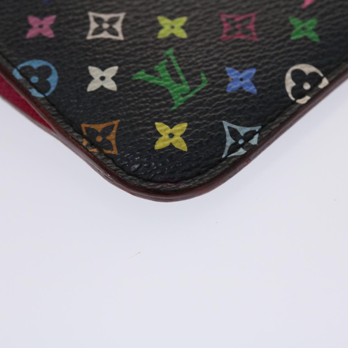 LOUIS VUITTON Monogram Multicolor Pochette Cle NM Purse Black M93735 46564