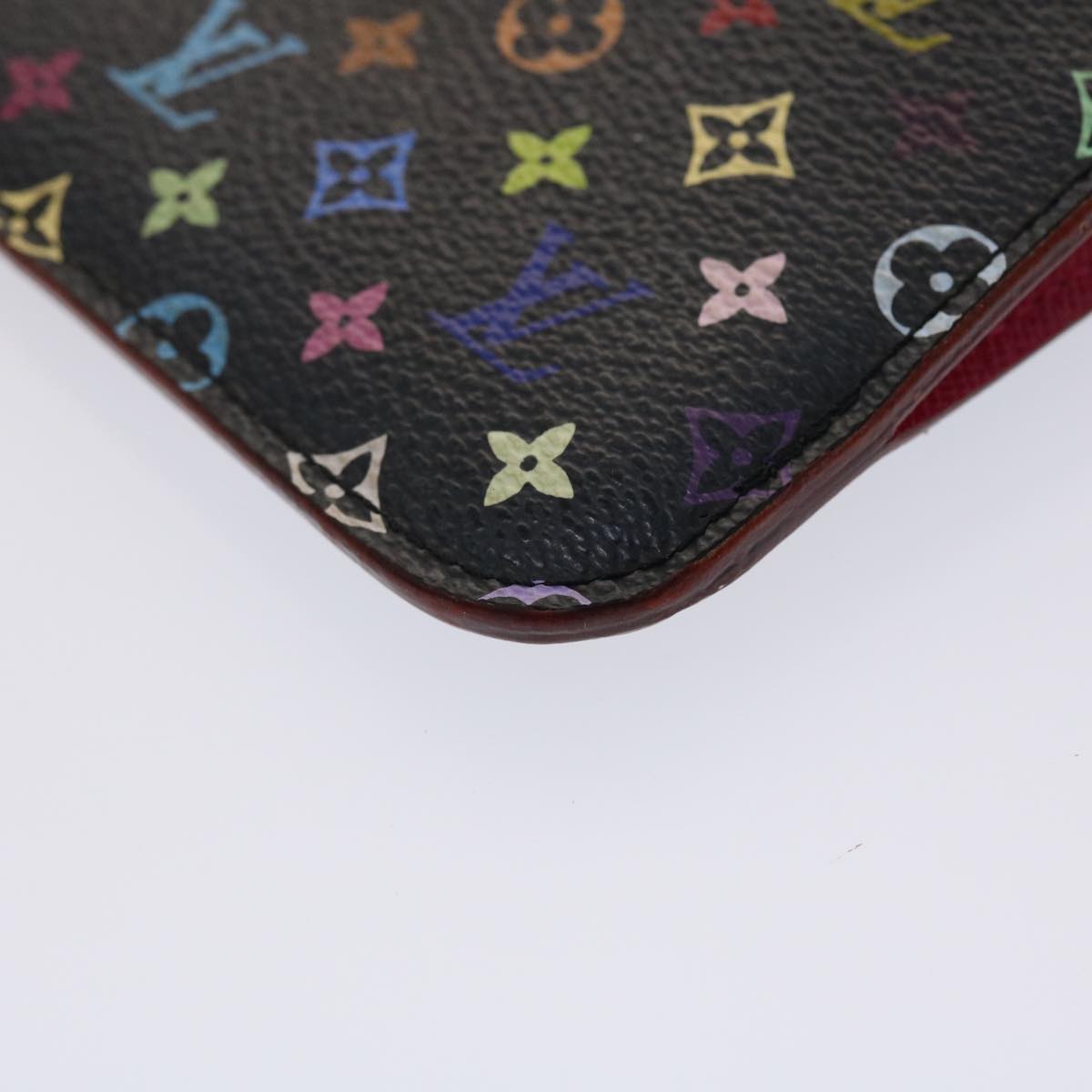 LOUIS VUITTON Monogram Multicolor Pochette Cle NM Purse Black M93735 46564