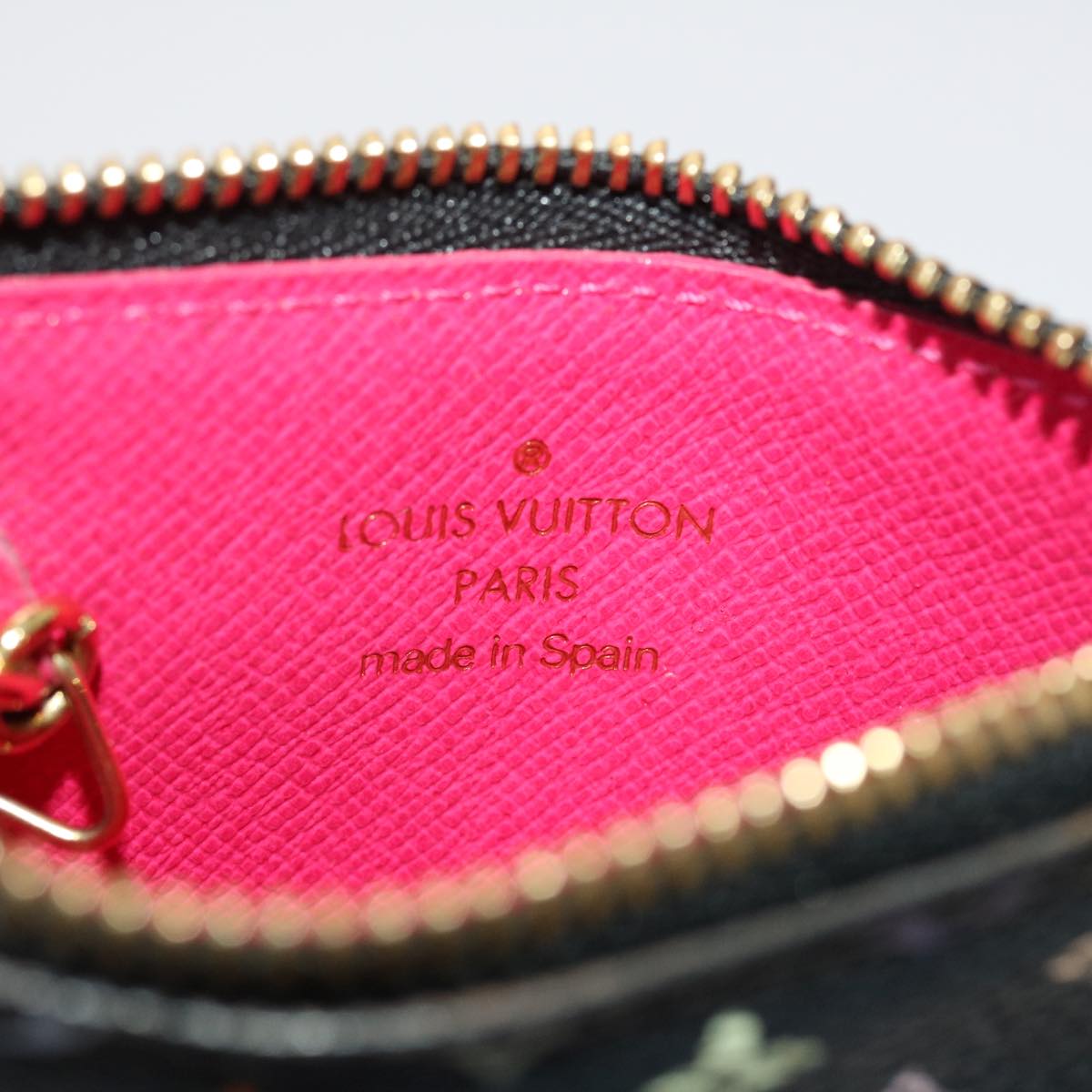 LOUIS VUITTON Monogram Multicolor Pochette Cle NM Purse Black M93735 46564