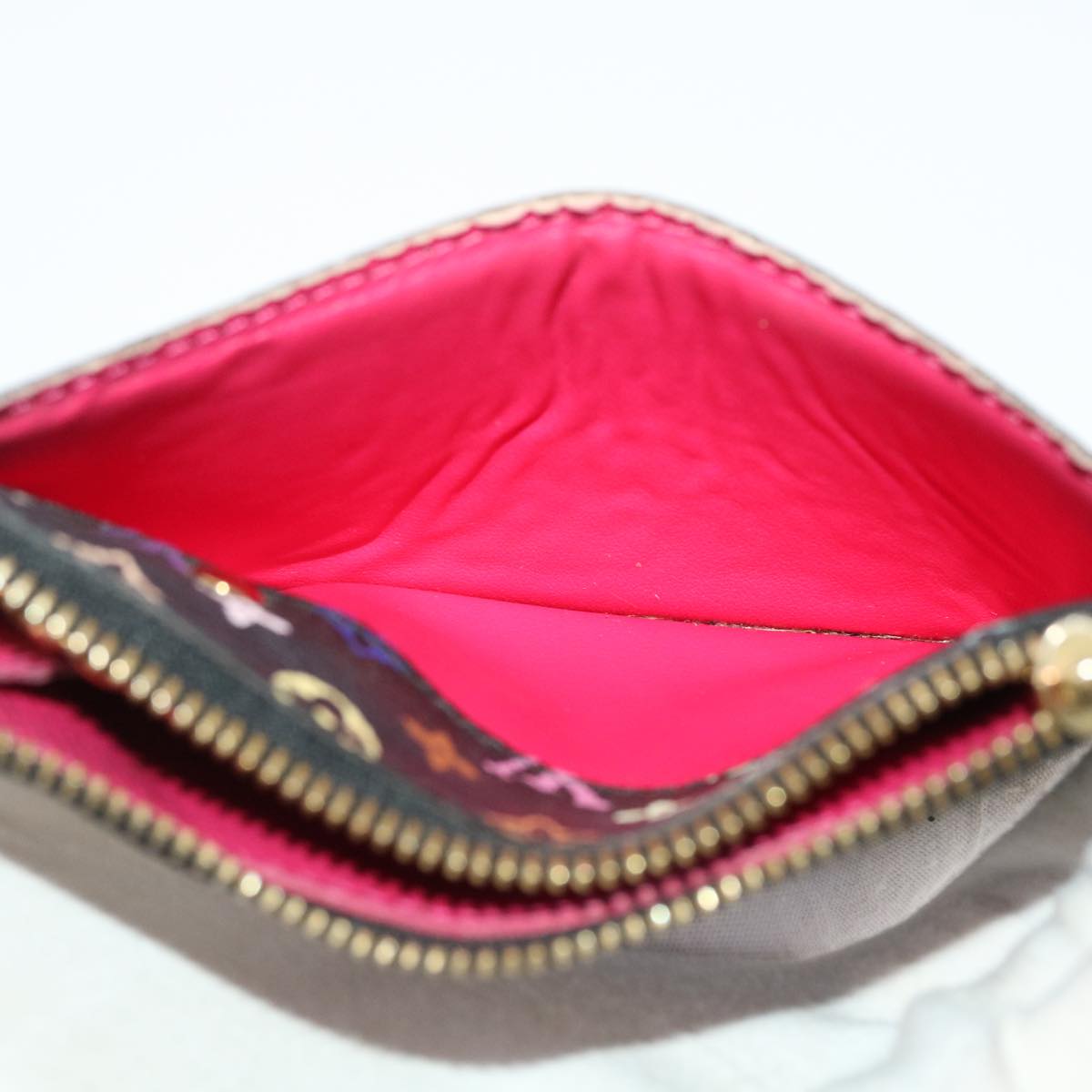 LOUIS VUITTON Monogram Multicolor Pochette Cle NM Purse Black M93735 46564