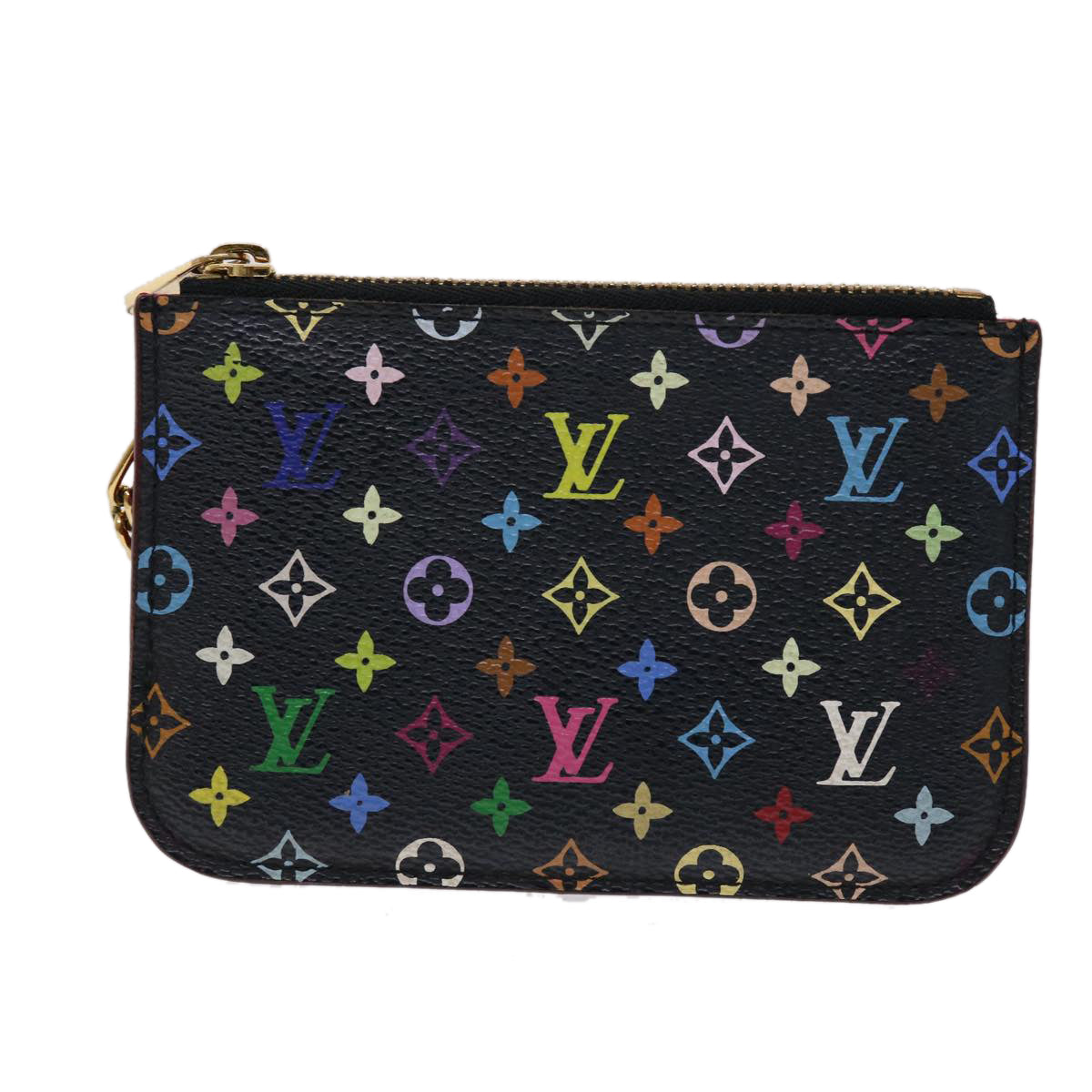 LOUIS VUITTON Monogram Multicolor Pochette Cle NM Purse Black M93735 46564