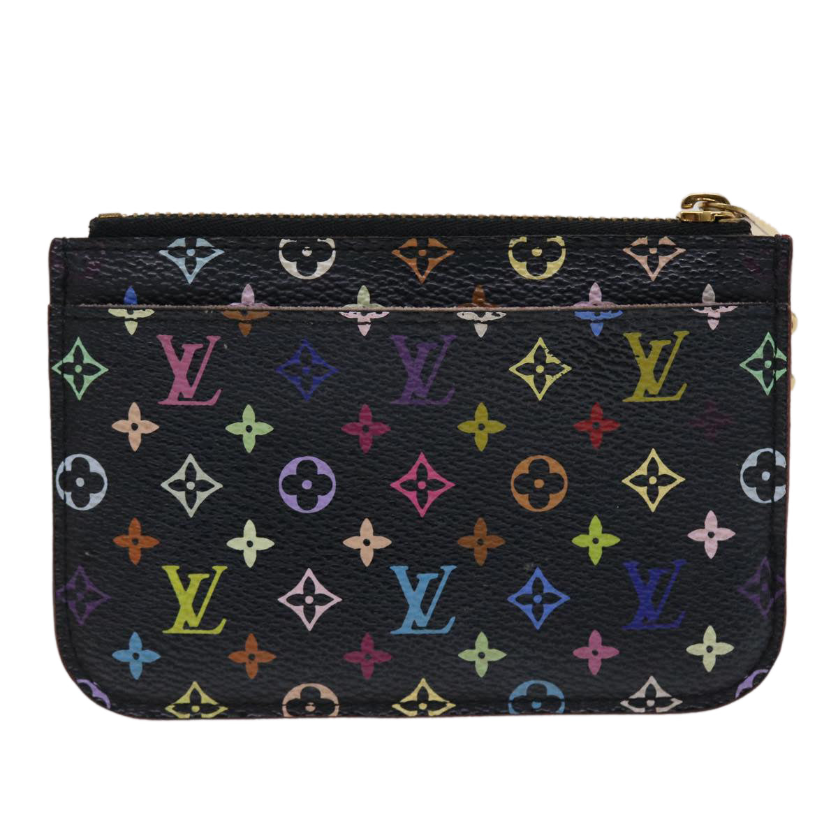 LOUIS VUITTON Monogram Multicolor Pochette Cle NM Purse Black M93735 46564