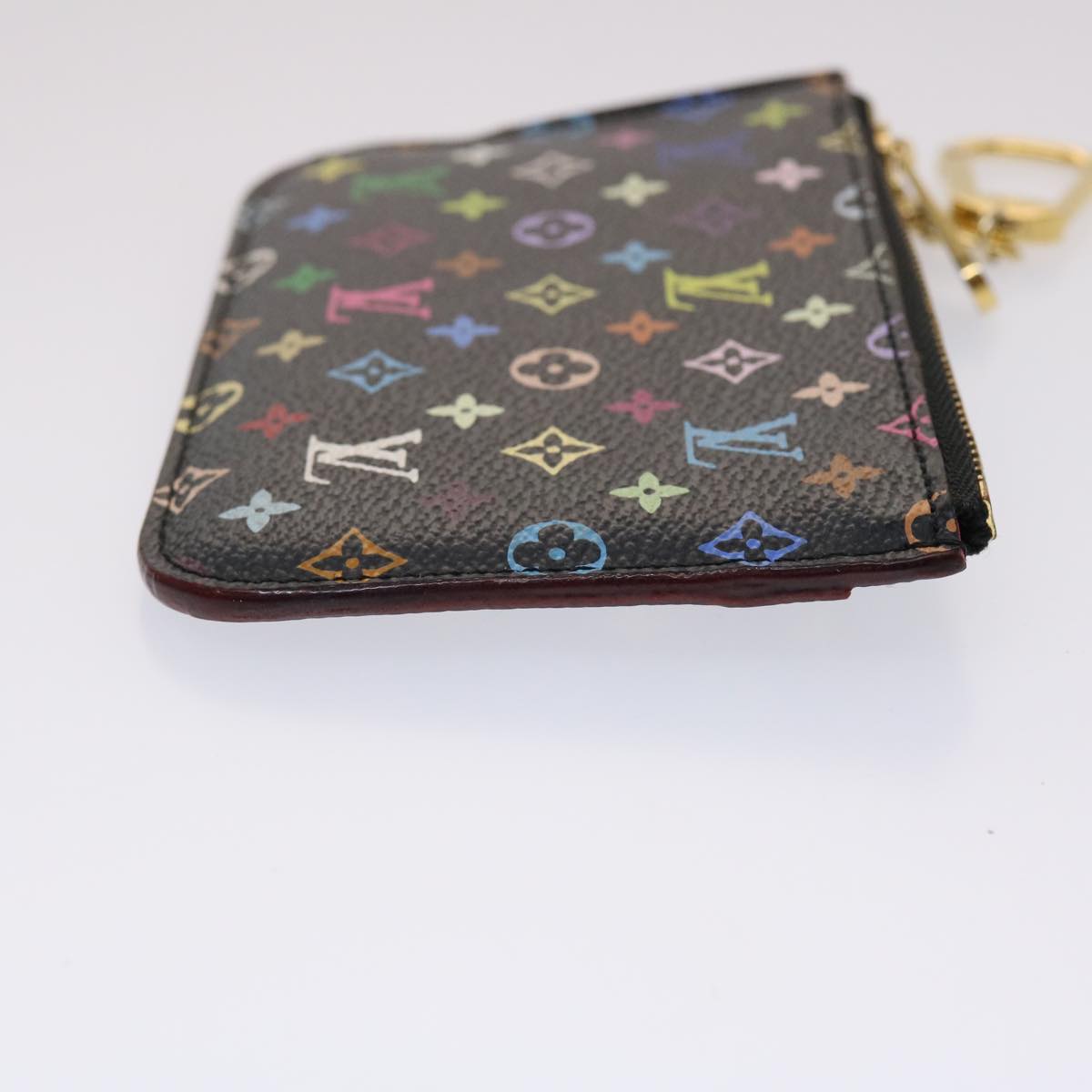 LOUIS VUITTON Monogram Multicolor Pochette Cle NM Purse Black M93735 46564