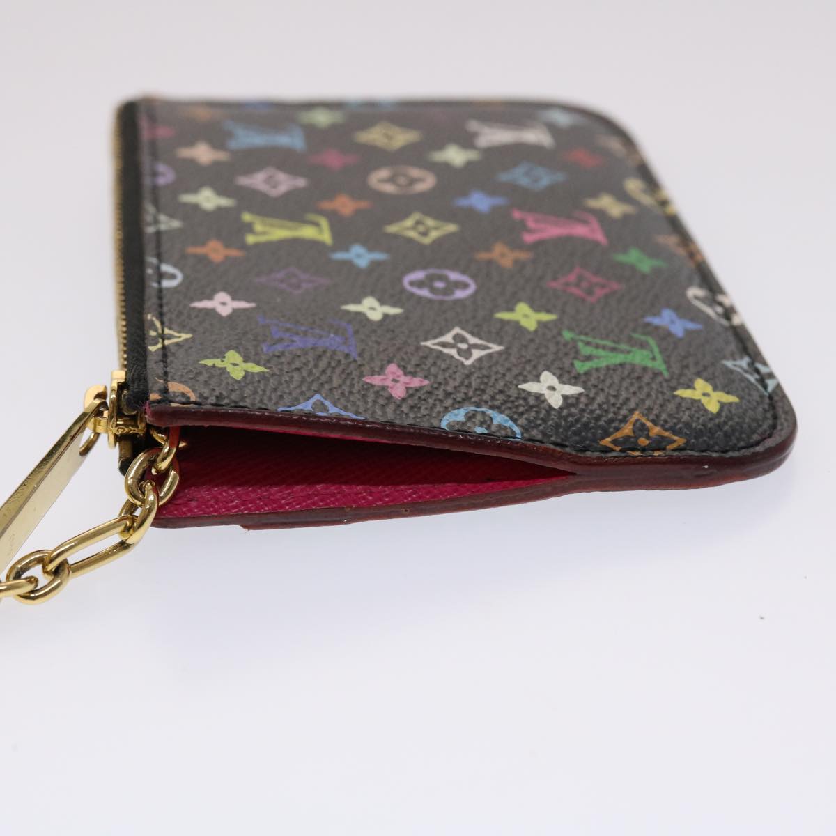 LOUIS VUITTON Monogram Multicolor Pochette Cle NM Purse Black M93735 46564