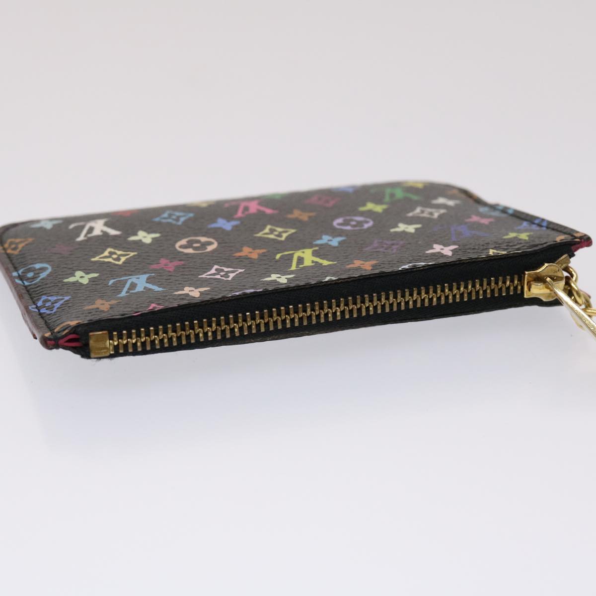 LOUIS VUITTON Monogram Multicolor Pochette Cle NM Purse Black M93735 46564