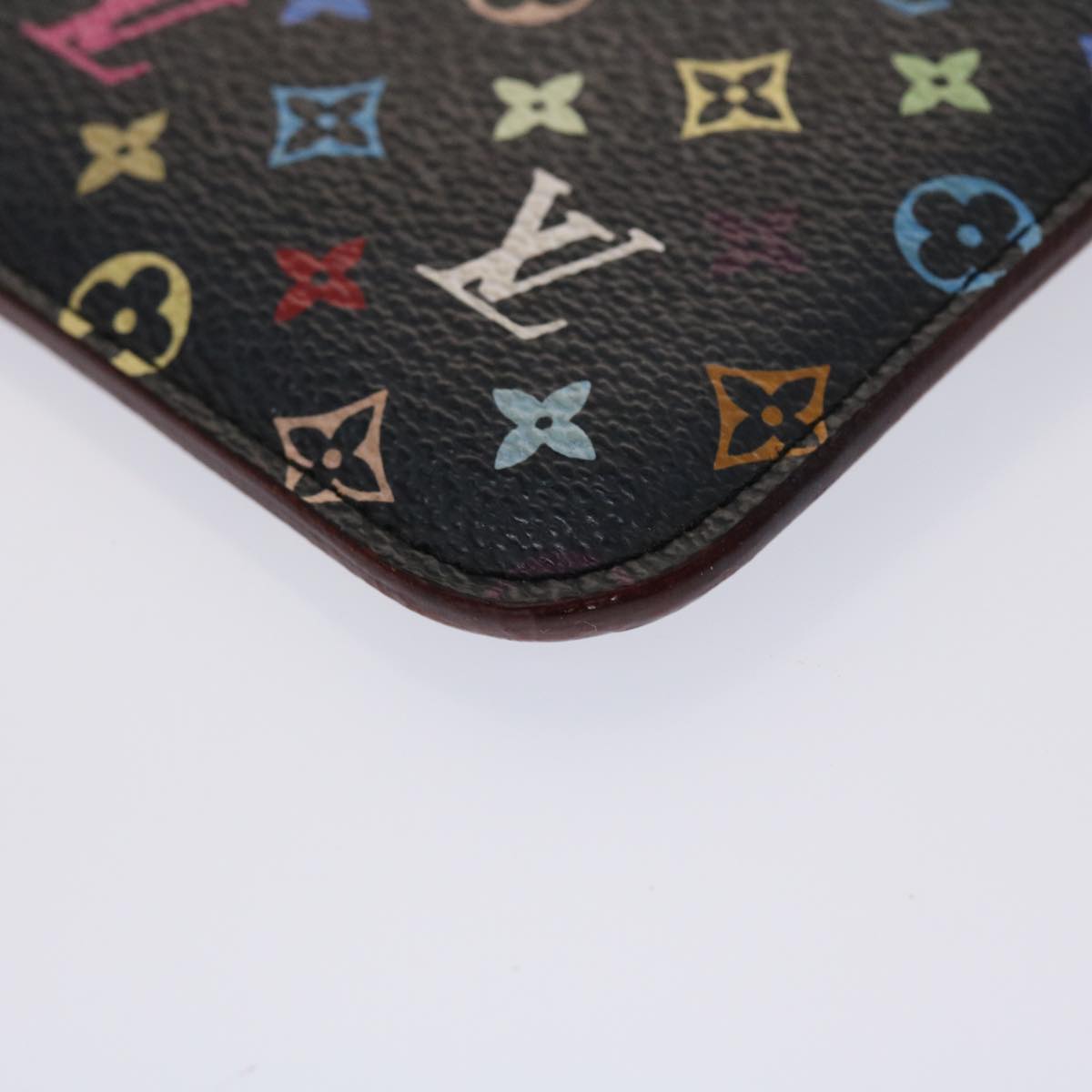 LOUIS VUITTON Monogram Multicolor Pochette Cle NM Purse Black M93735 46564