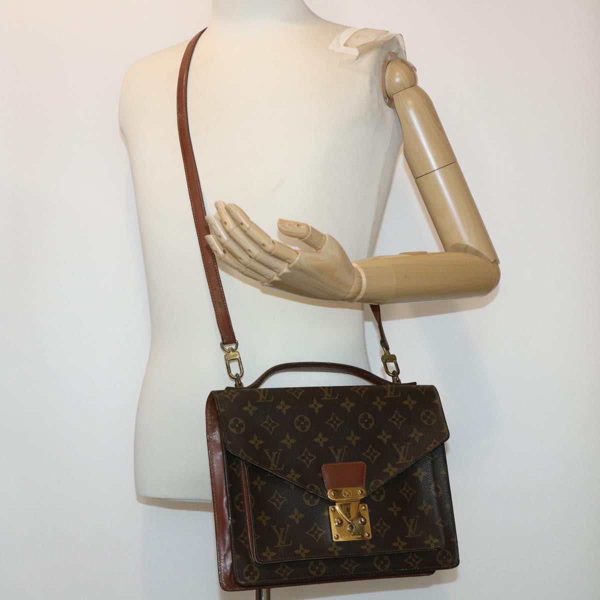 LOUIS VUITTON Monogram Monceau Hand Bag 2way M51185 LV 46570