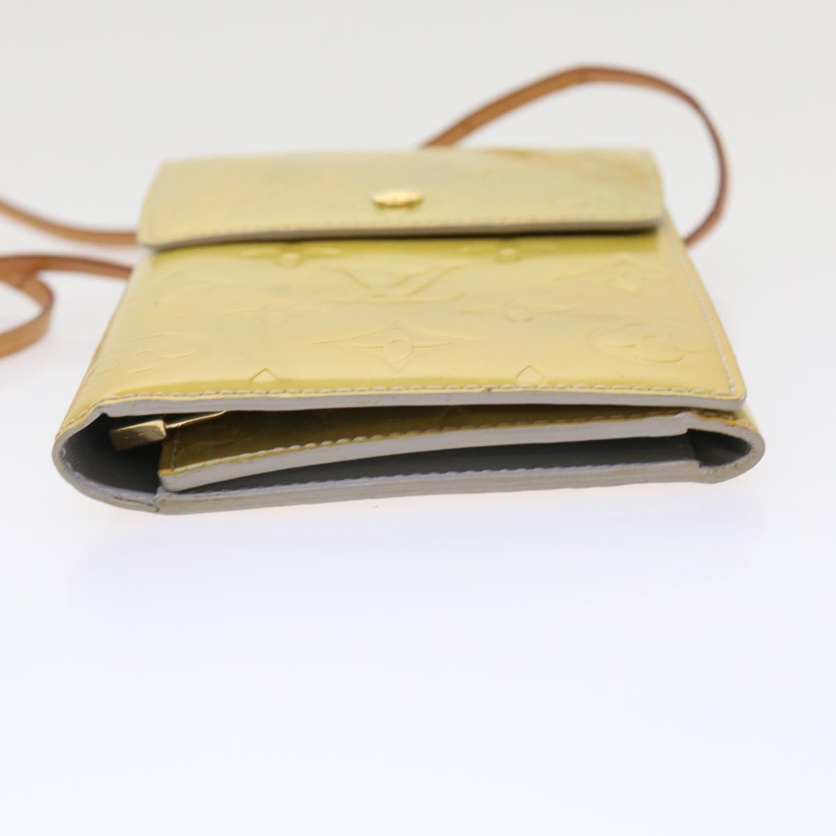LOUIS VUITTON Monogram Vernis Walker Shoulder Wallet Gris M91031 LV 46633