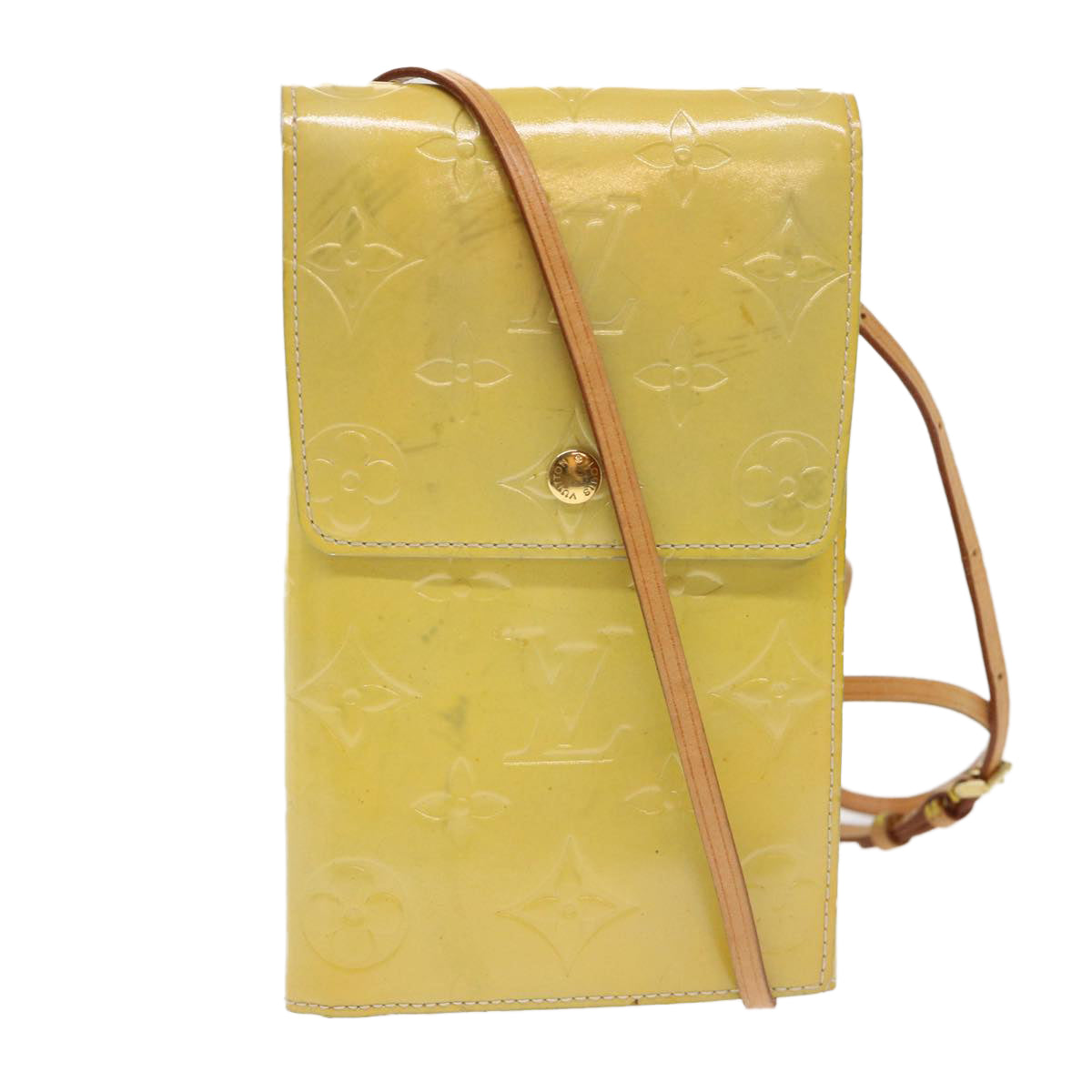 LOUIS VUITTON Monogram Vernis Walker Shoulder Wallet Gris M91031 LV 46633