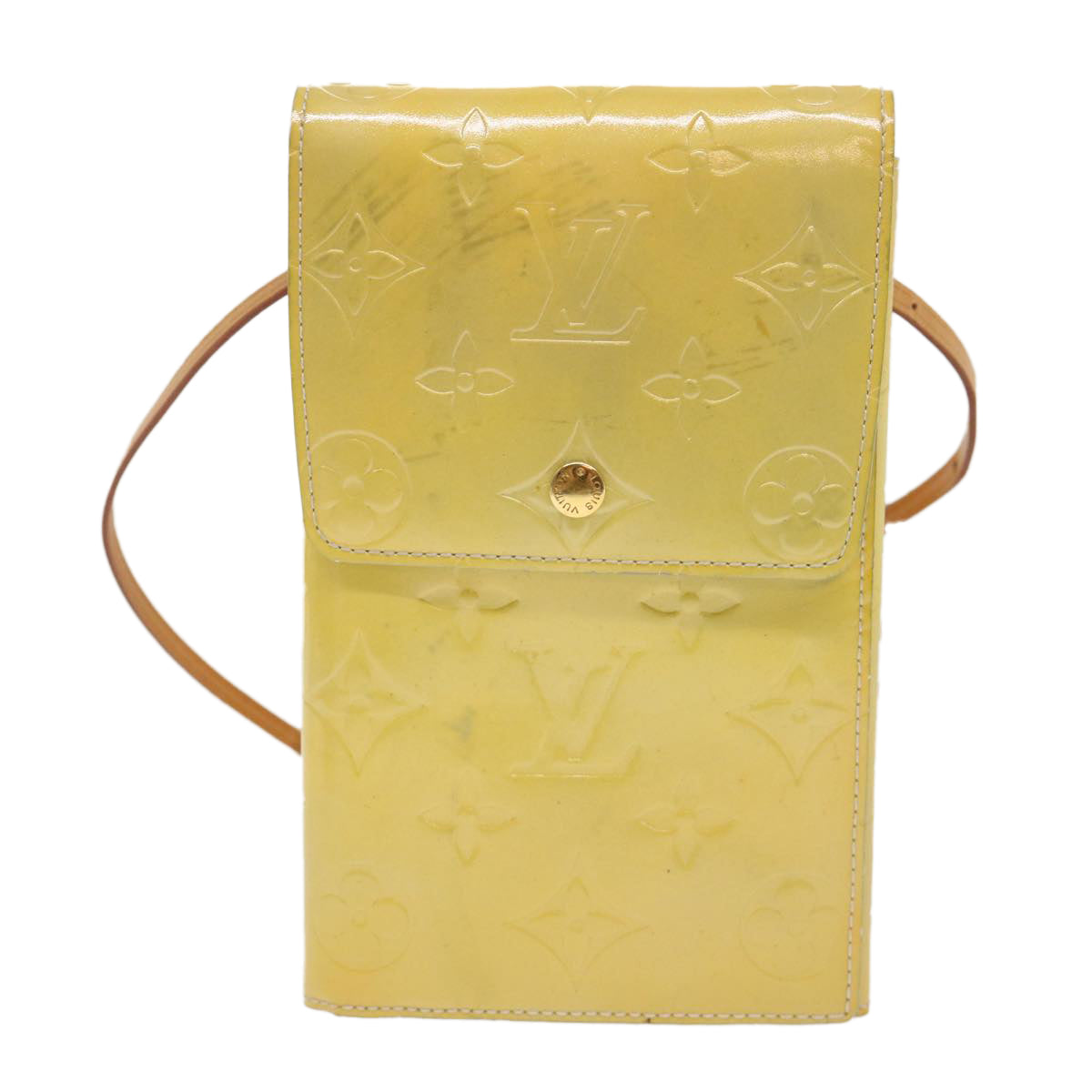 LOUIS VUITTON Monogram Vernis Walker Shoulder Wallet Gris M91031 LV 46633