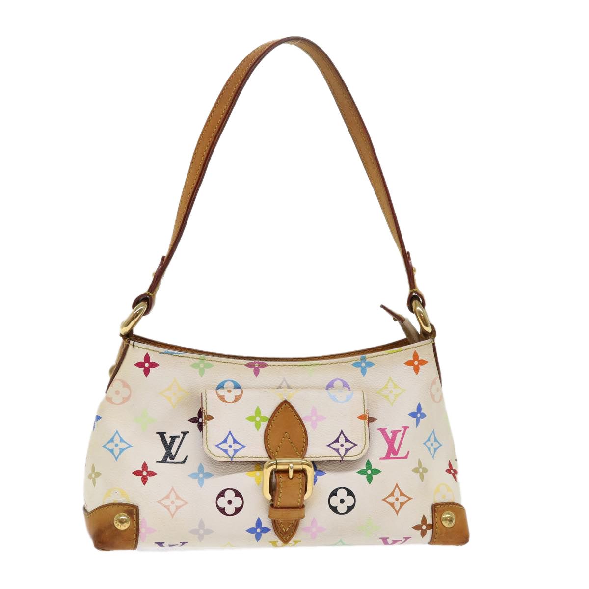 LOUIS VUITTON Monogram Multicolor Eliza Shoulder Bag White M40098 LV 46656