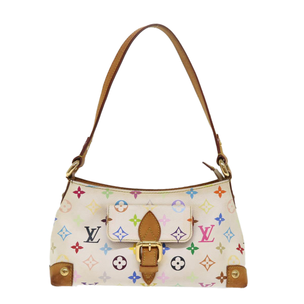LOUIS VUITTON Monogram Multicolor Eliza Shoulder Bag White M40098 LV 46656