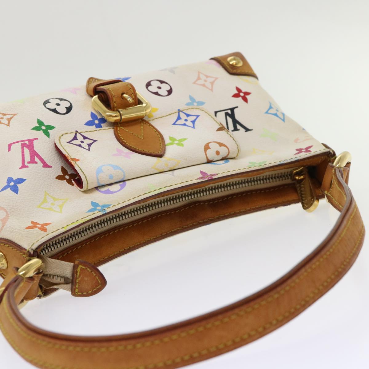 LOUIS VUITTON Monogram Multicolor Eliza Shoulder Bag White M40098 LV 46656