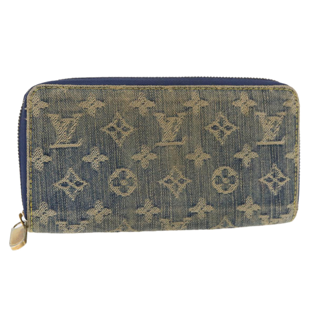 LOUIS VUITTON Monogram Denim Zippy Wallet Blue M95342 LV 46657