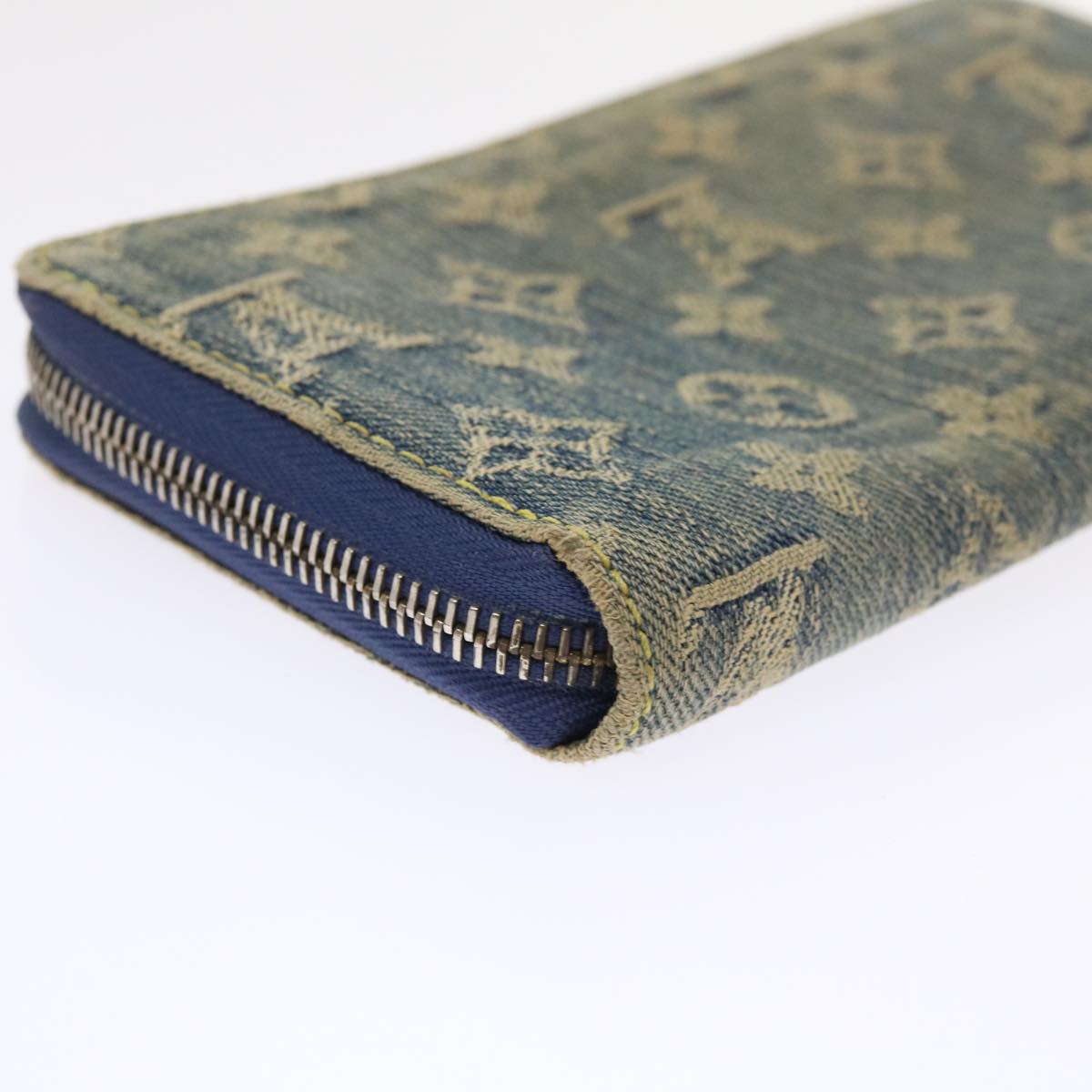 LOUIS VUITTON Monogram Denim Zippy Wallet Blue M95342 LV 46657
