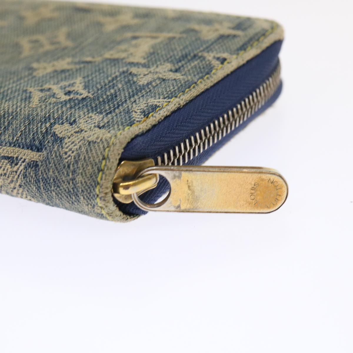 LOUIS VUITTON Monogram Denim Zippy Wallet Blue M95342 LV 46657