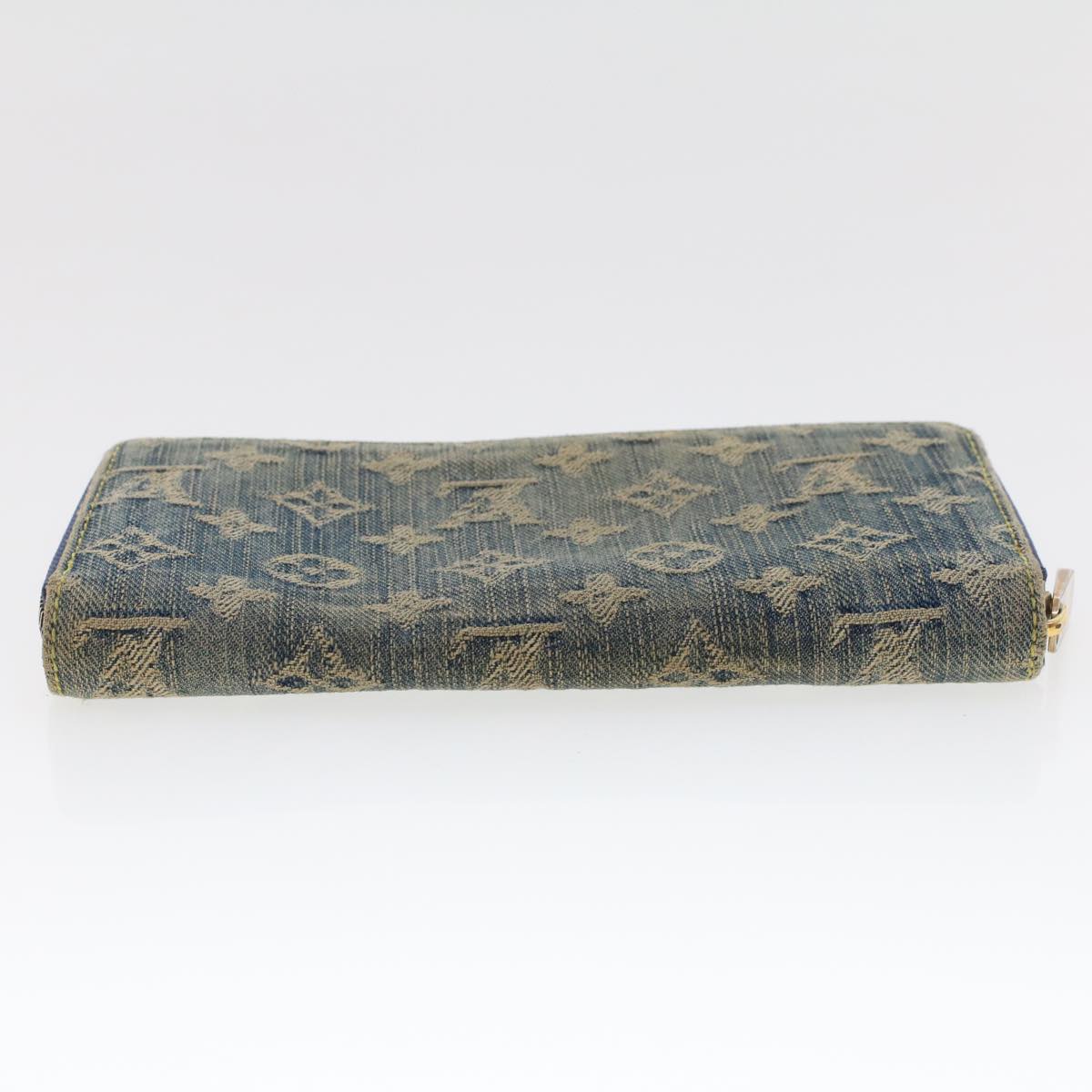 LOUIS VUITTON Monogram Denim Zippy Wallet Blue M95342 LV 46657