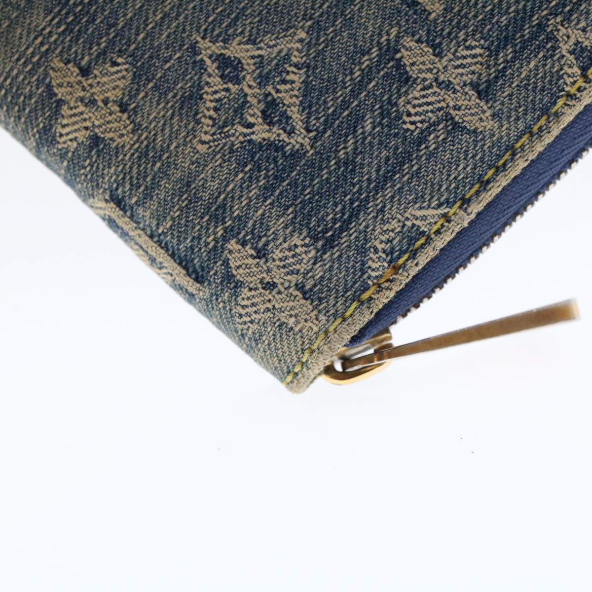 LOUIS VUITTON Monogram Denim Zippy Wallet Blue M95342 LV 46657