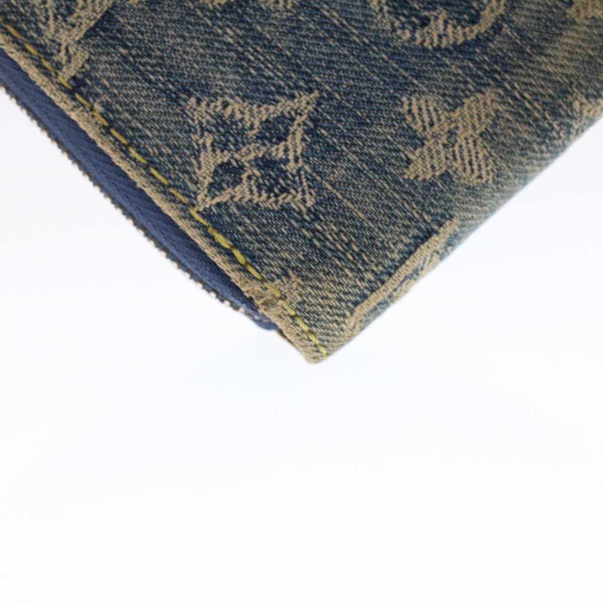 LOUIS VUITTON Monogram Denim Zippy Wallet Blue M95342 LV 46657