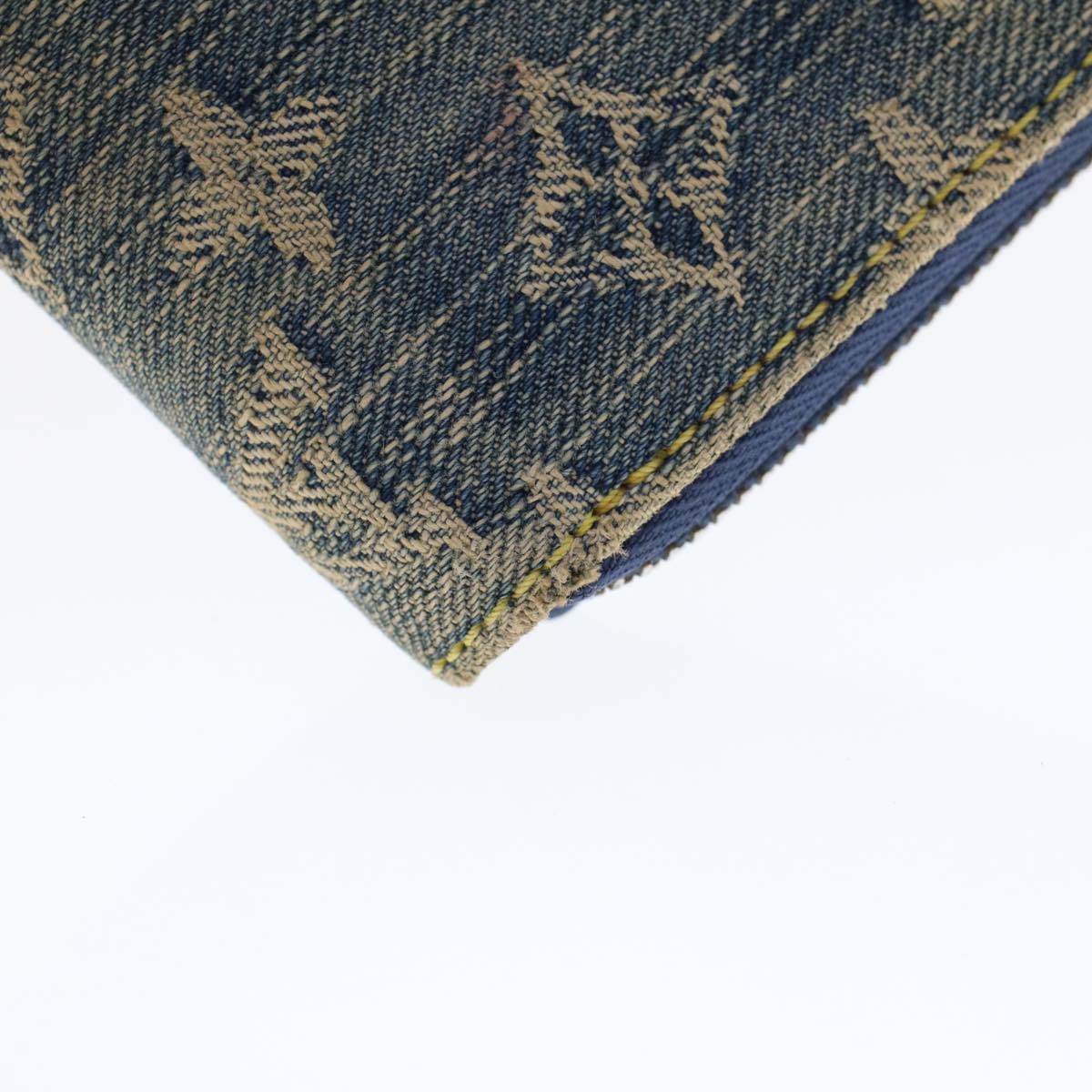 LOUIS VUITTON Monogram Denim Zippy Wallet Blue M95342 LV 46657