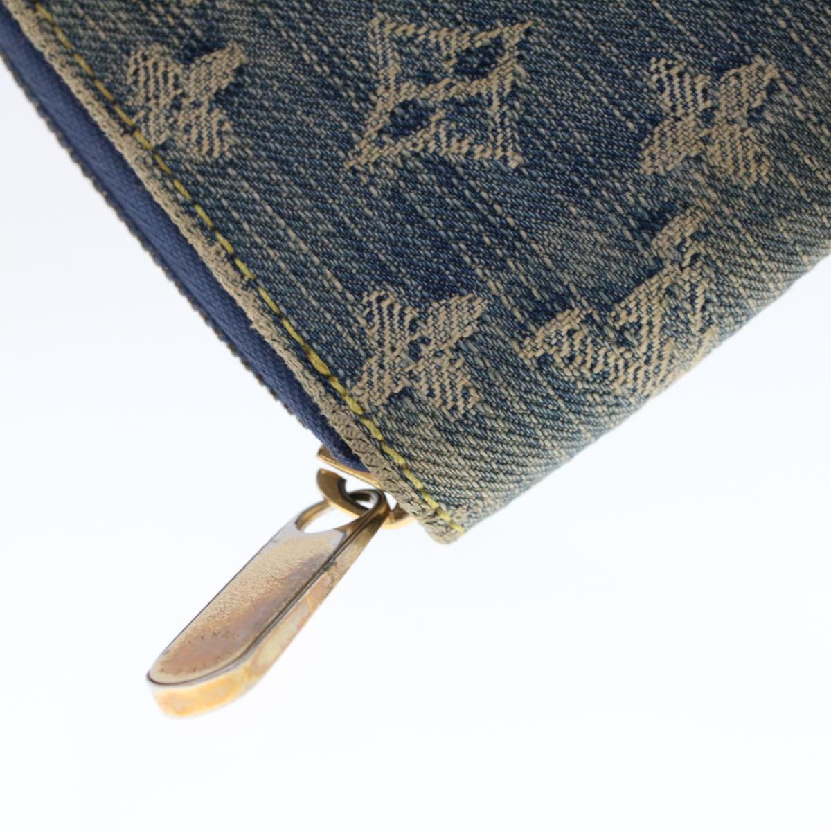LOUIS VUITTON Monogram Denim Zippy Wallet Blue M95342 LV 46657