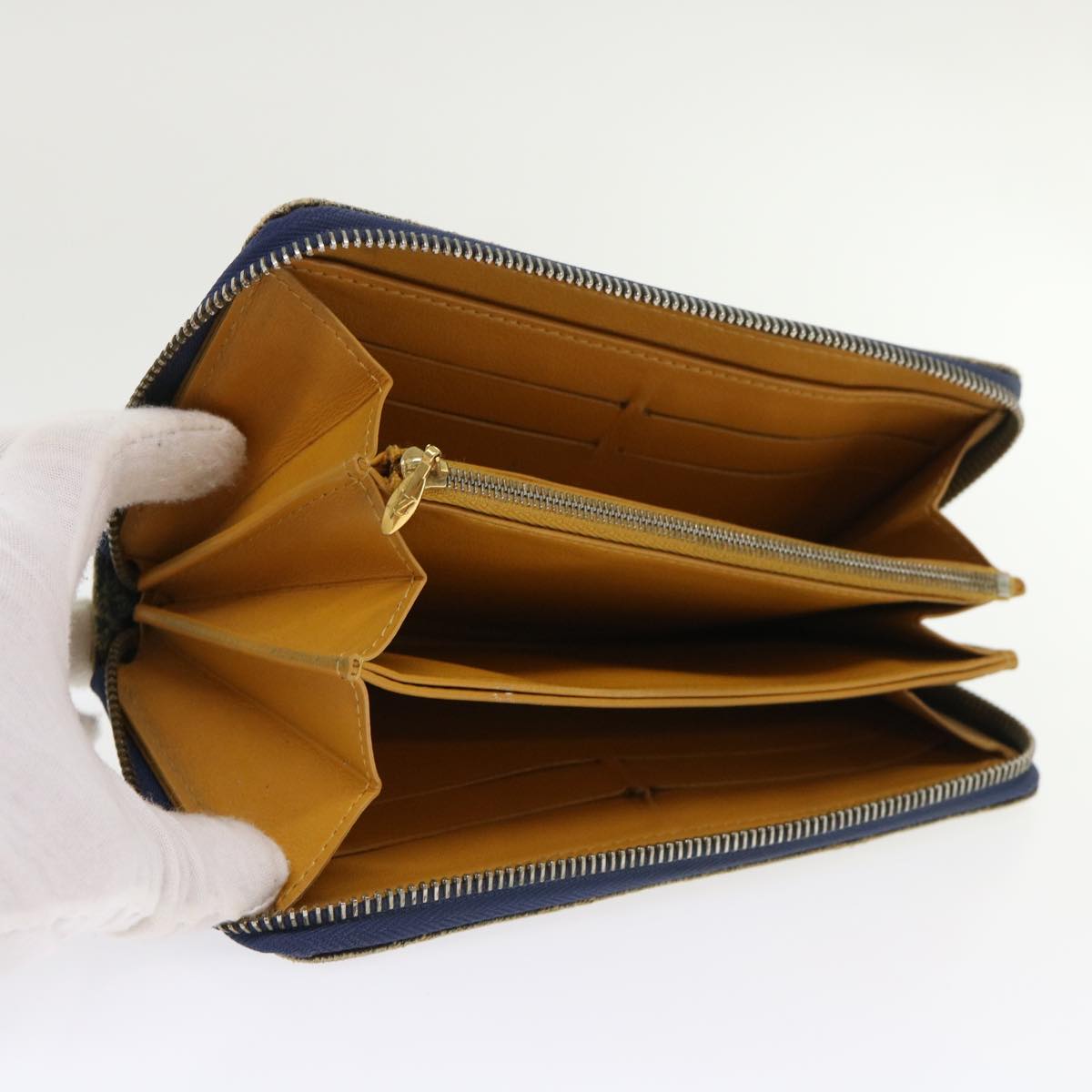 LOUIS VUITTON Monogram Denim Zippy Wallet Blue M95342 LV 46657