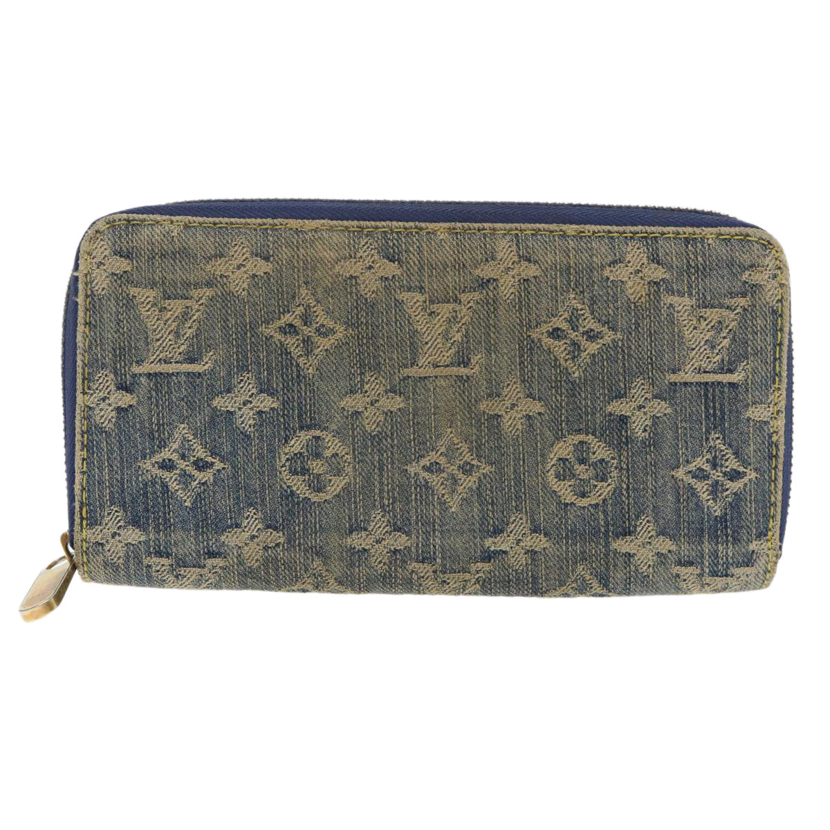 LOUIS VUITTON Monogram Denim Zippy Wallet Blue M95342 LV 46657