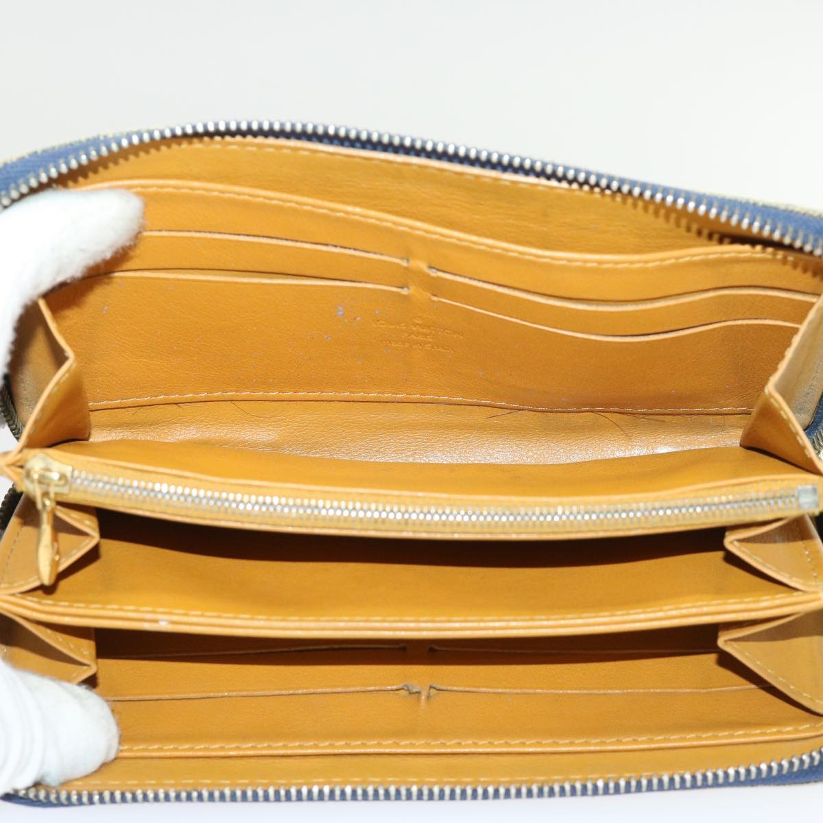 LOUIS VUITTON Monogram Denim Zippy Wallet Blue M95342 LV 46657