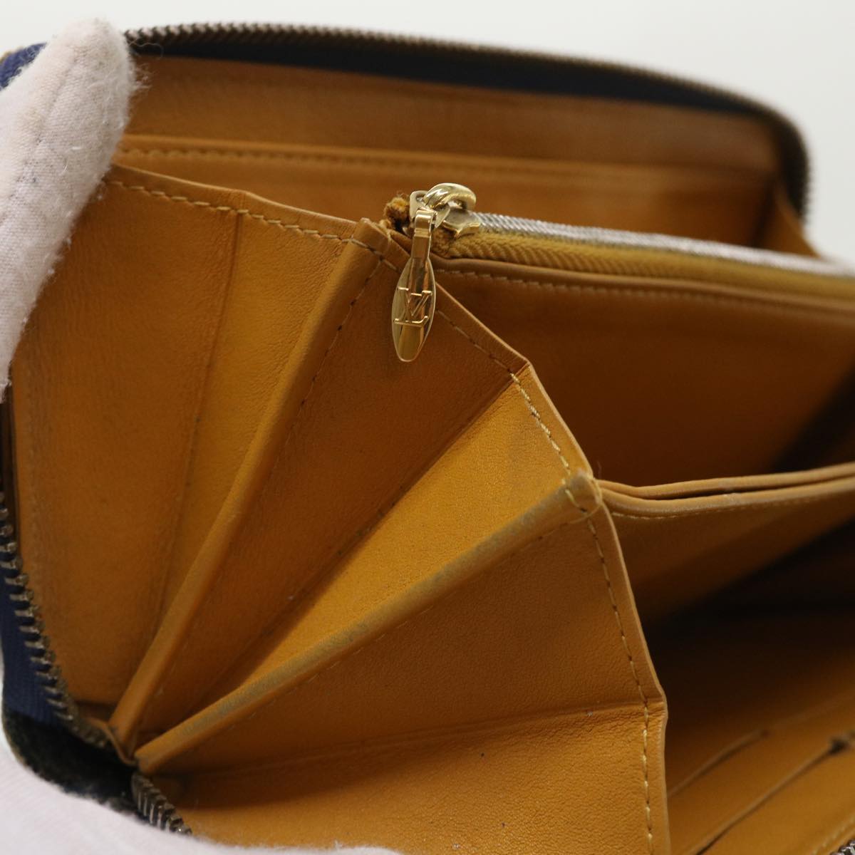LOUIS VUITTON Monogram Denim Zippy Wallet Blue M95342 LV 46657