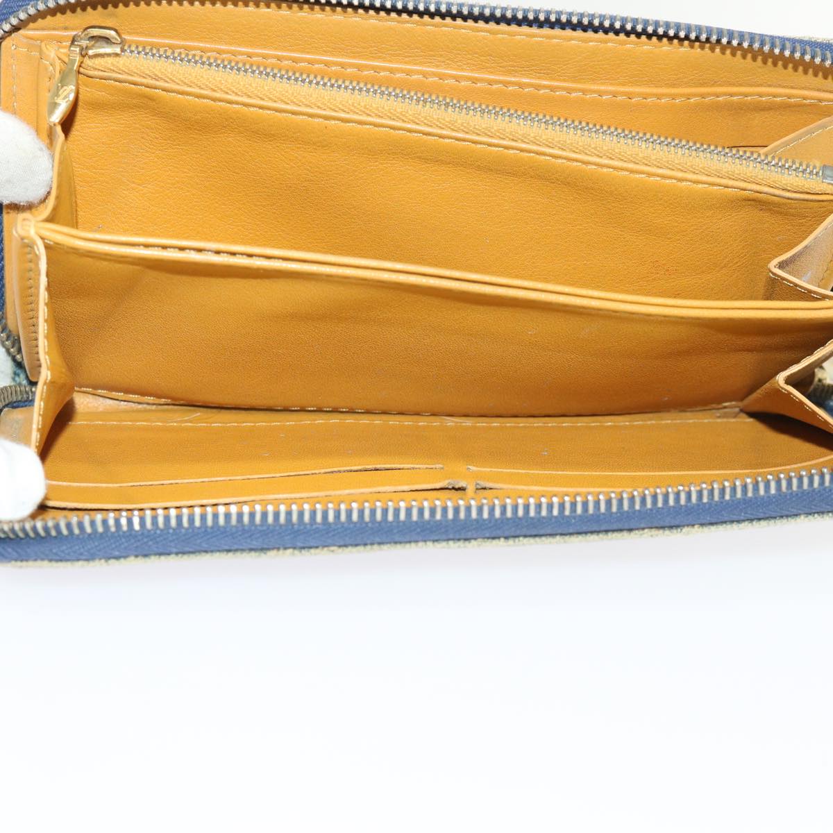 LOUIS VUITTON Monogram Denim Zippy Wallet Blue M95342 LV 46657