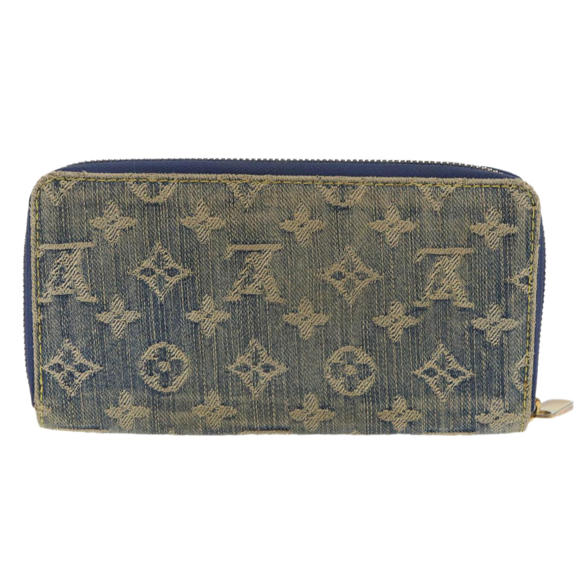 LOUIS VUITTON Monogram Denim Zippy Wallet Blue M95342 LV 46657