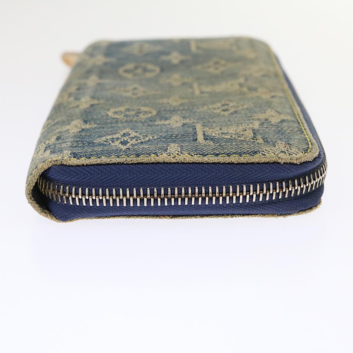 LOUIS VUITTON Monogram Denim Zippy Wallet Blue M95342 LV 46657