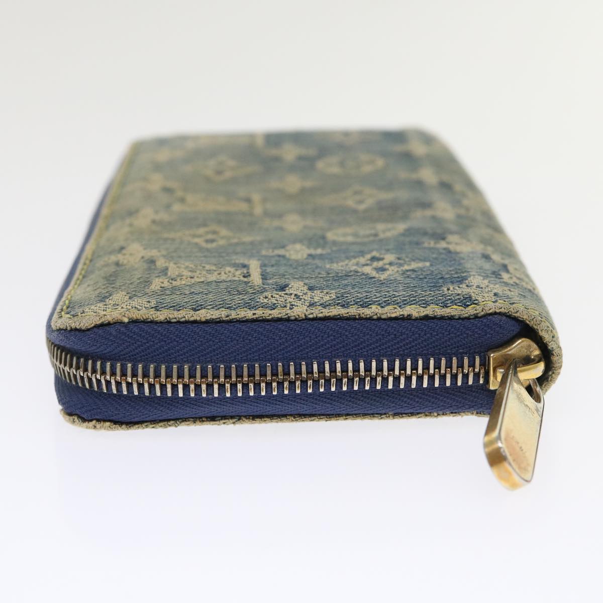 LOUIS VUITTON Monogram Denim Zippy Wallet Blue M95342 LV 46657