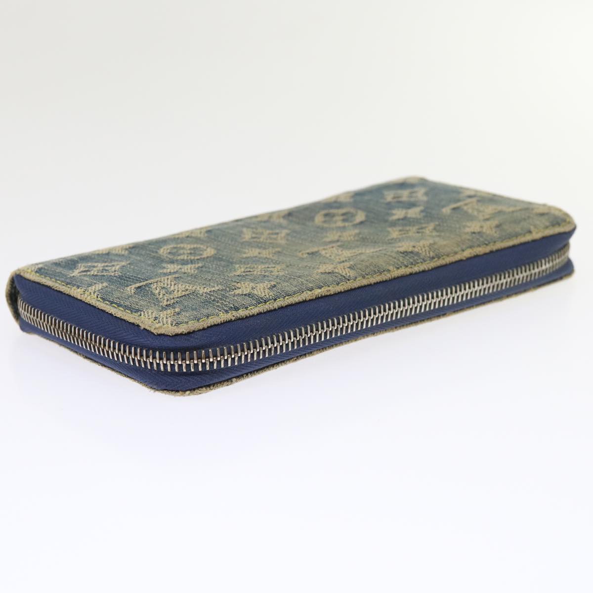 LOUIS VUITTON Monogram Denim Zippy Wallet Blue M95342 LV 46657