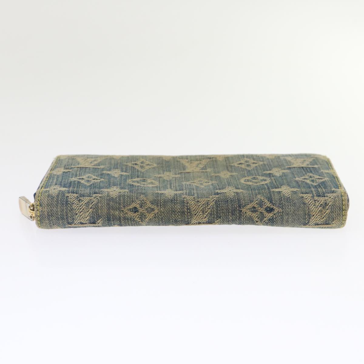 LOUIS VUITTON Monogram Denim Zippy Wallet Blue M95342 LV 46657
