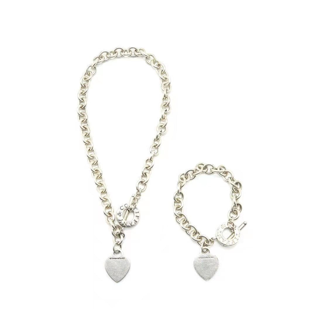 Tiffany Heart Toggle Bracelet/ Necklace Set