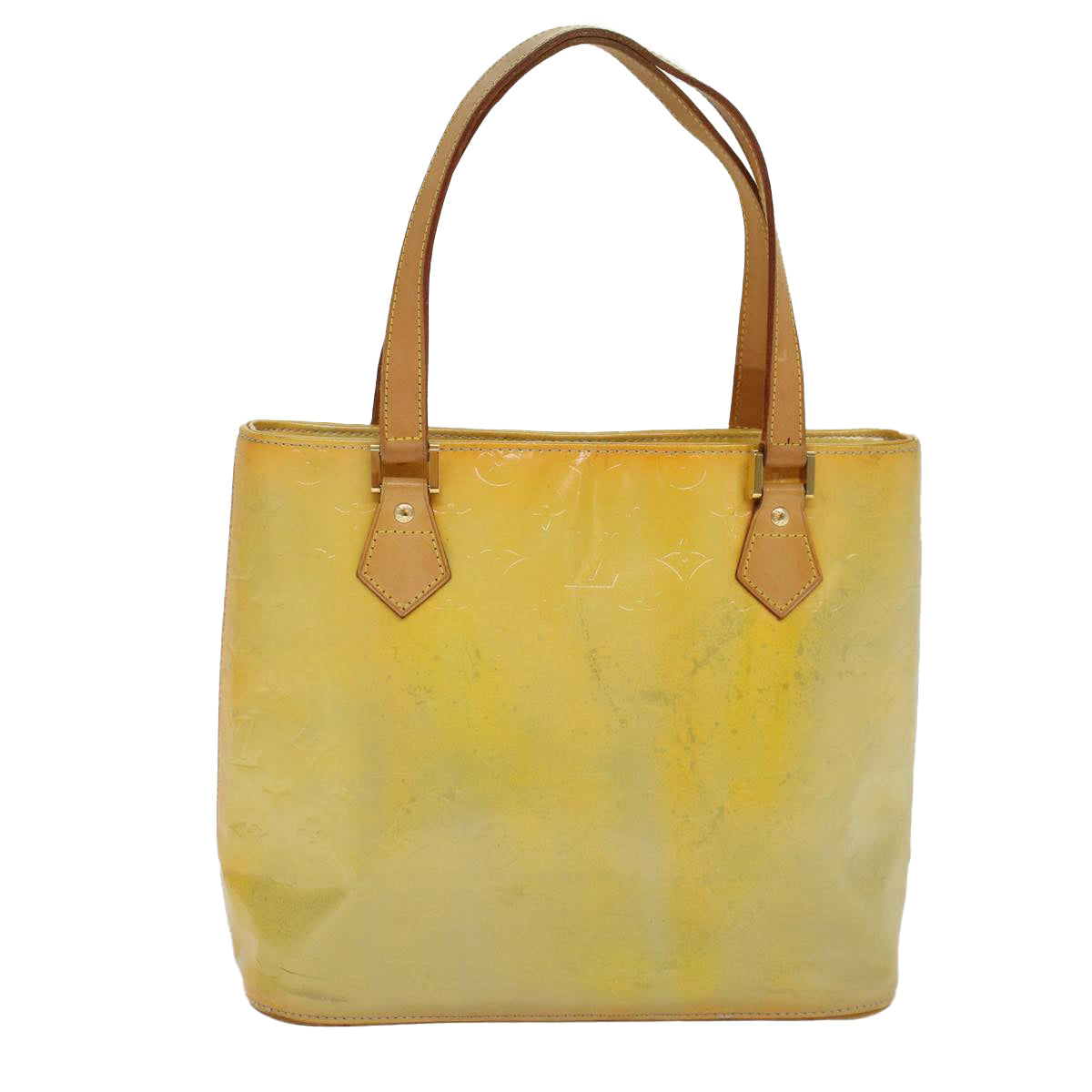 LOUIS VUITTON Monogram Vernis Houston Hand Bag Lime Yellow M91055 LV 46748