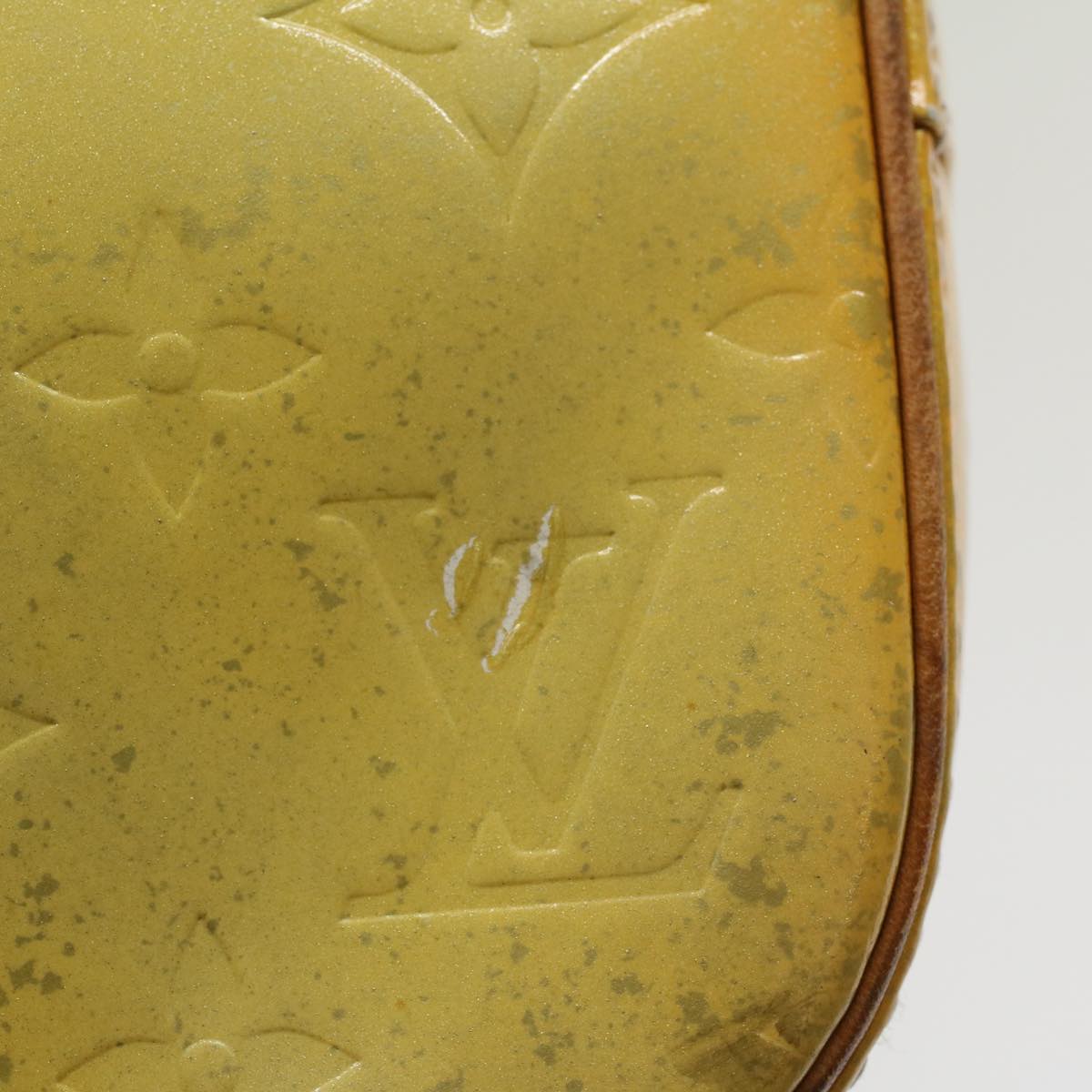 LOUIS VUITTON Monogram Vernis Houston Hand Bag Lime Yellow M91055 LV 46748