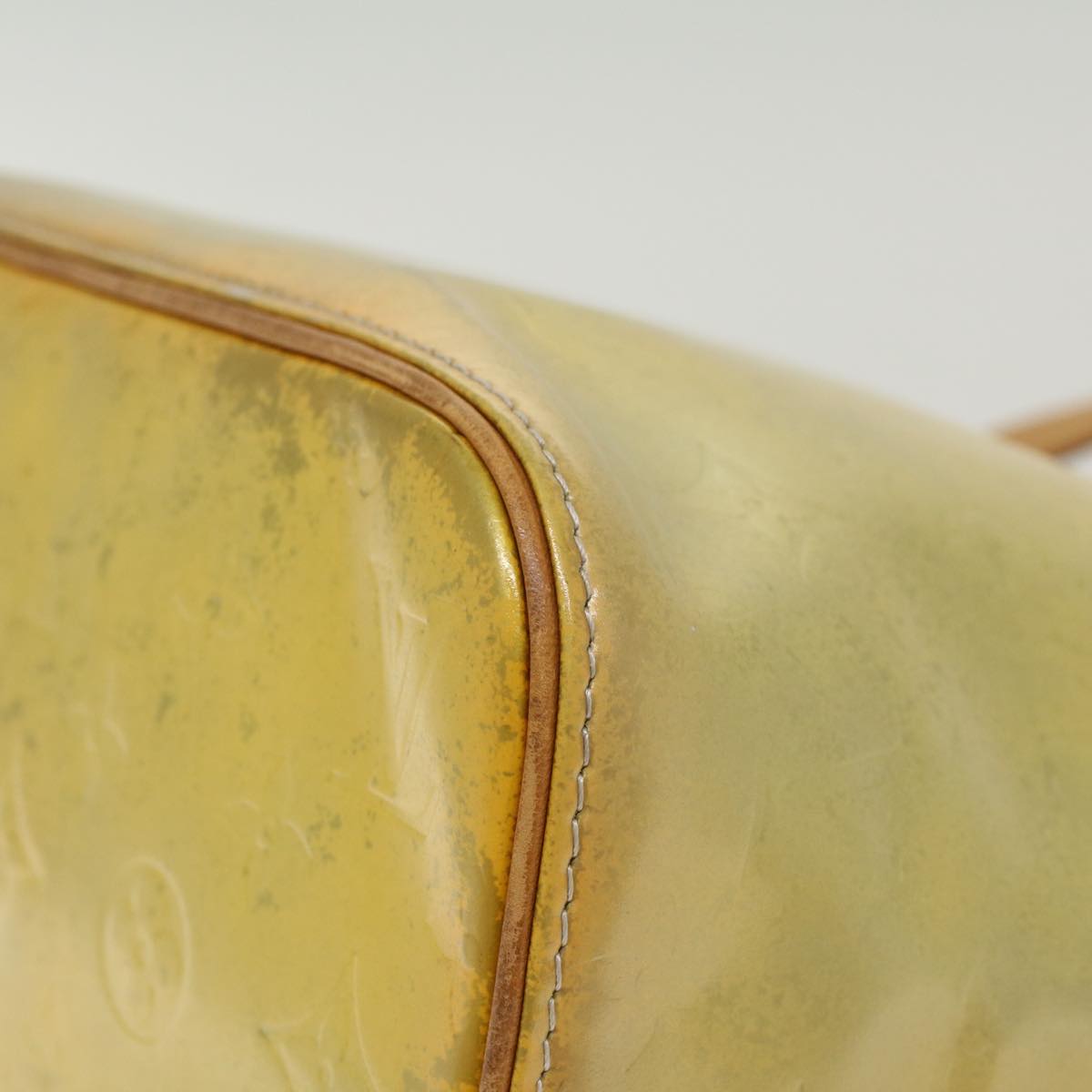 LOUIS VUITTON Monogram Vernis Houston Hand Bag Lime Yellow M91055 LV 46748
