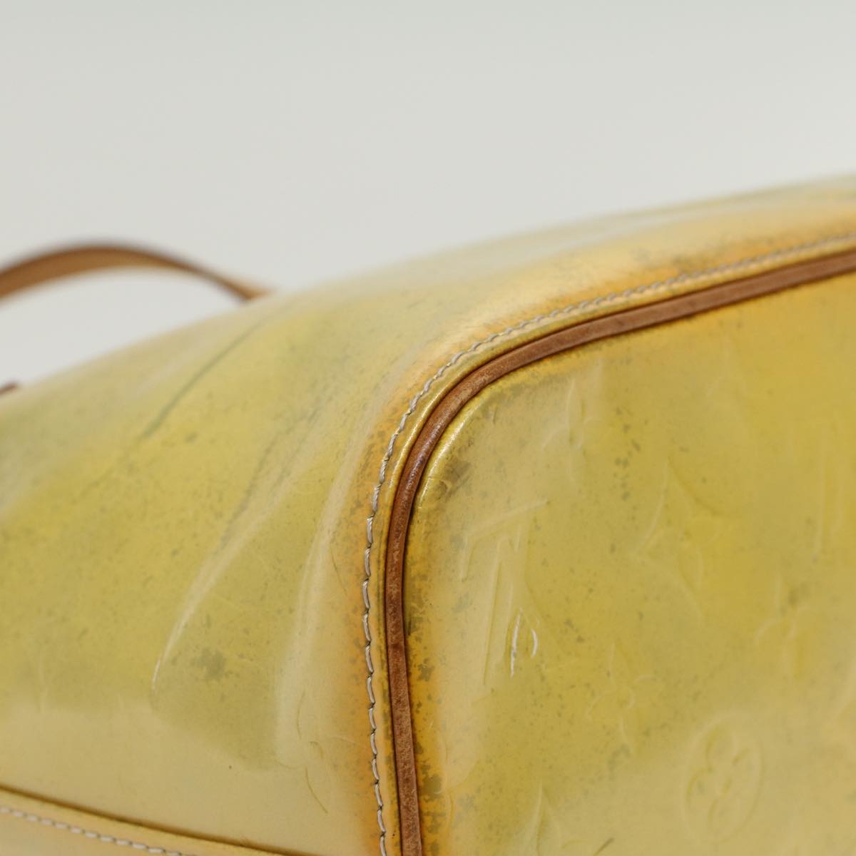 LOUIS VUITTON Monogram Vernis Houston Hand Bag Lime Yellow M91055 LV 46748