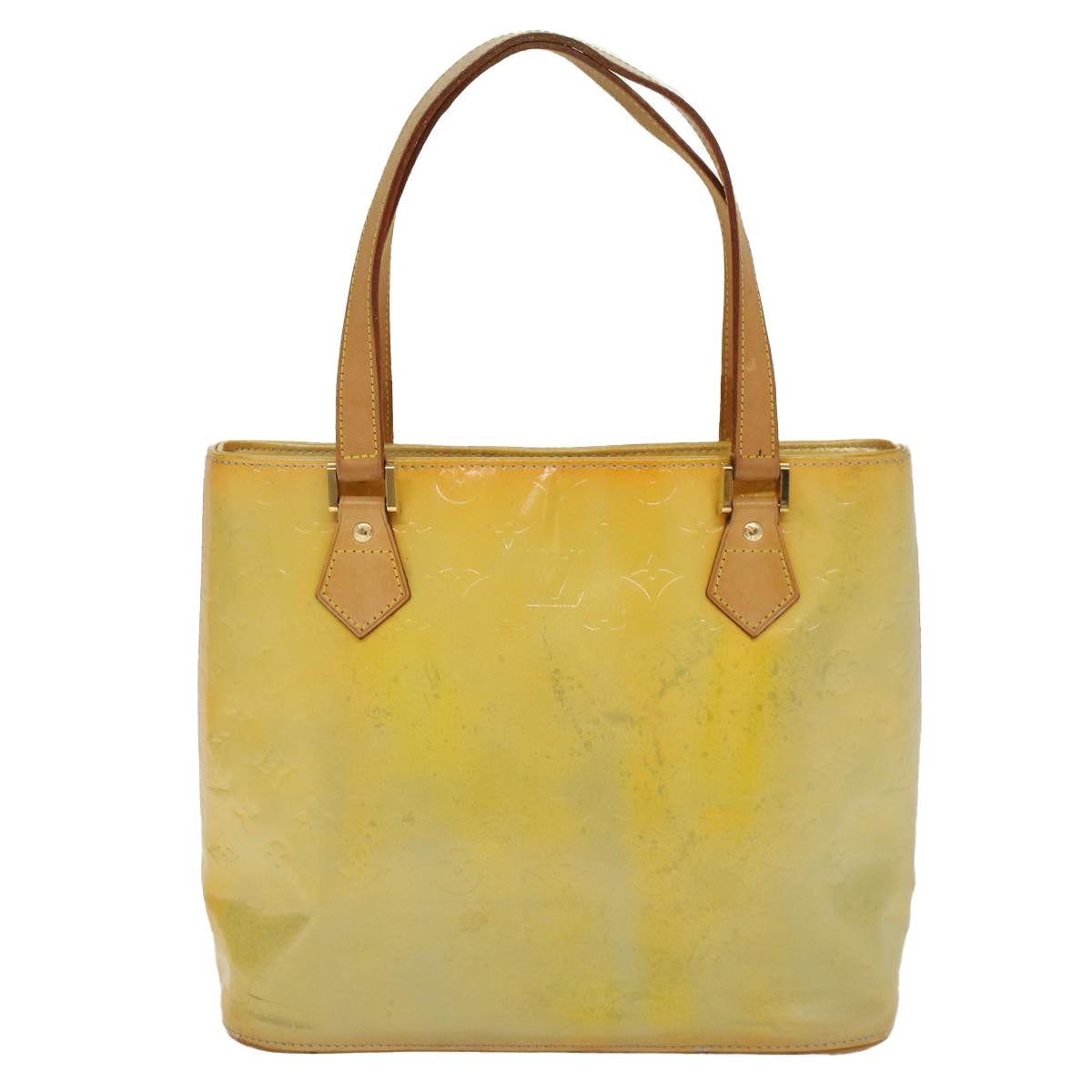 LOUIS VUITTON Monogram Vernis Houston Hand Bag Lime Yellow M91055 LV 46748