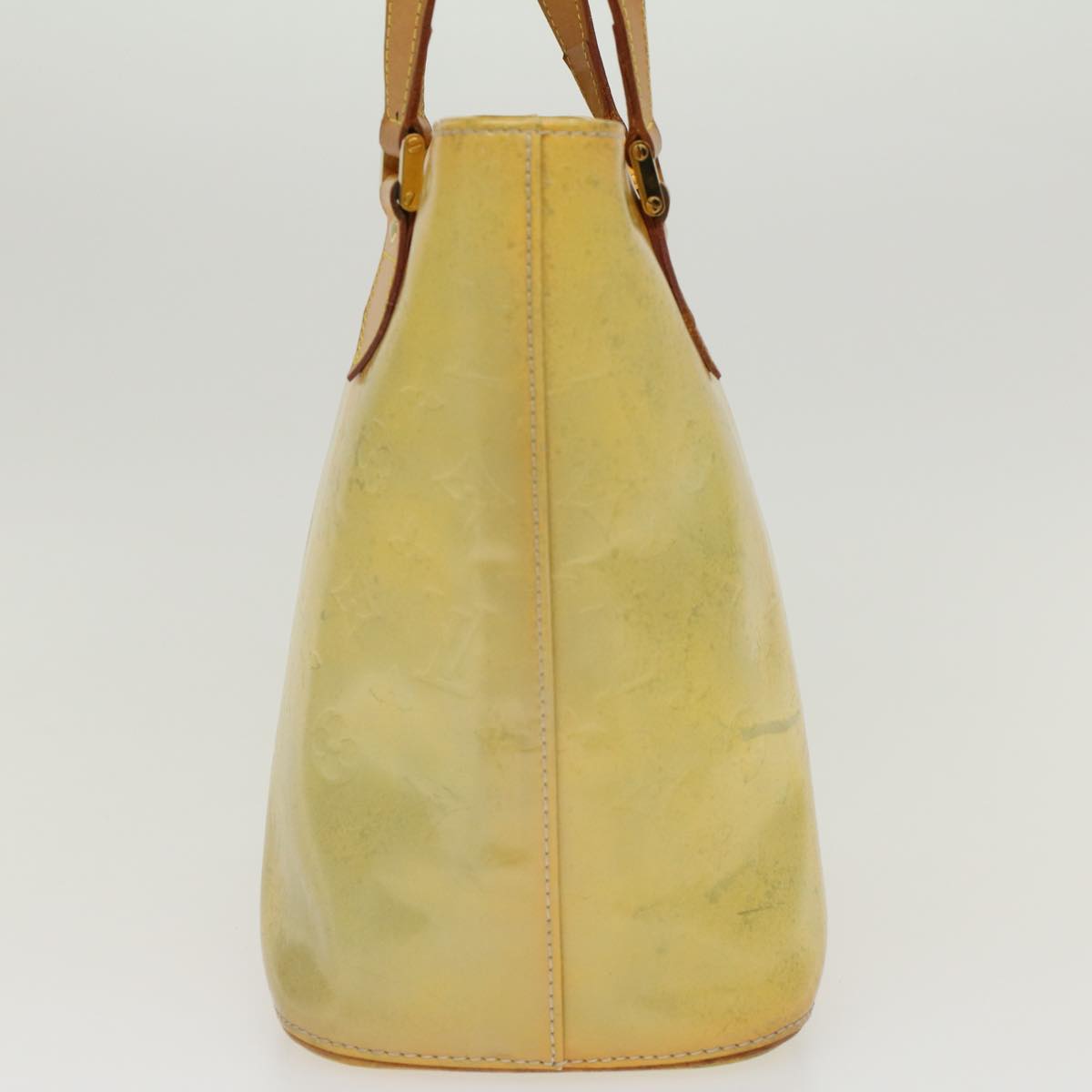 LOUIS VUITTON Monogram Vernis Houston Hand Bag Lime Yellow M91055 LV 46748